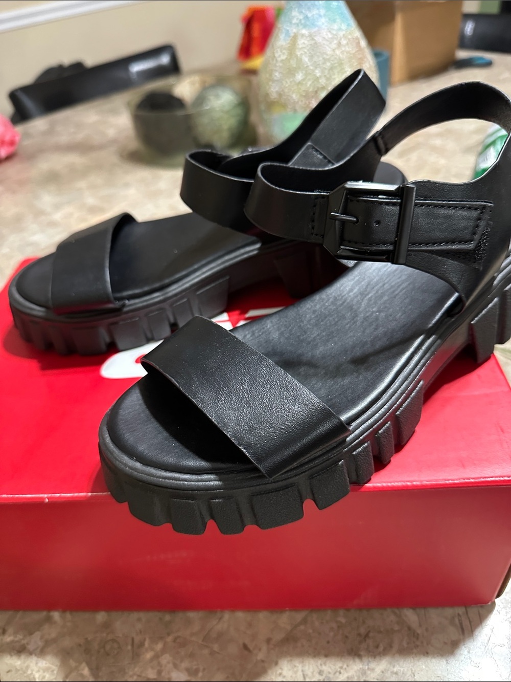 Women’s Black Chunky Platform Sandals